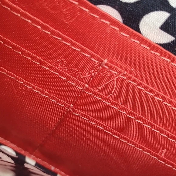 Vera Bradley Coral Red Faux Leather Accordian Style Zip Around Wallet - Picture 12 of 16